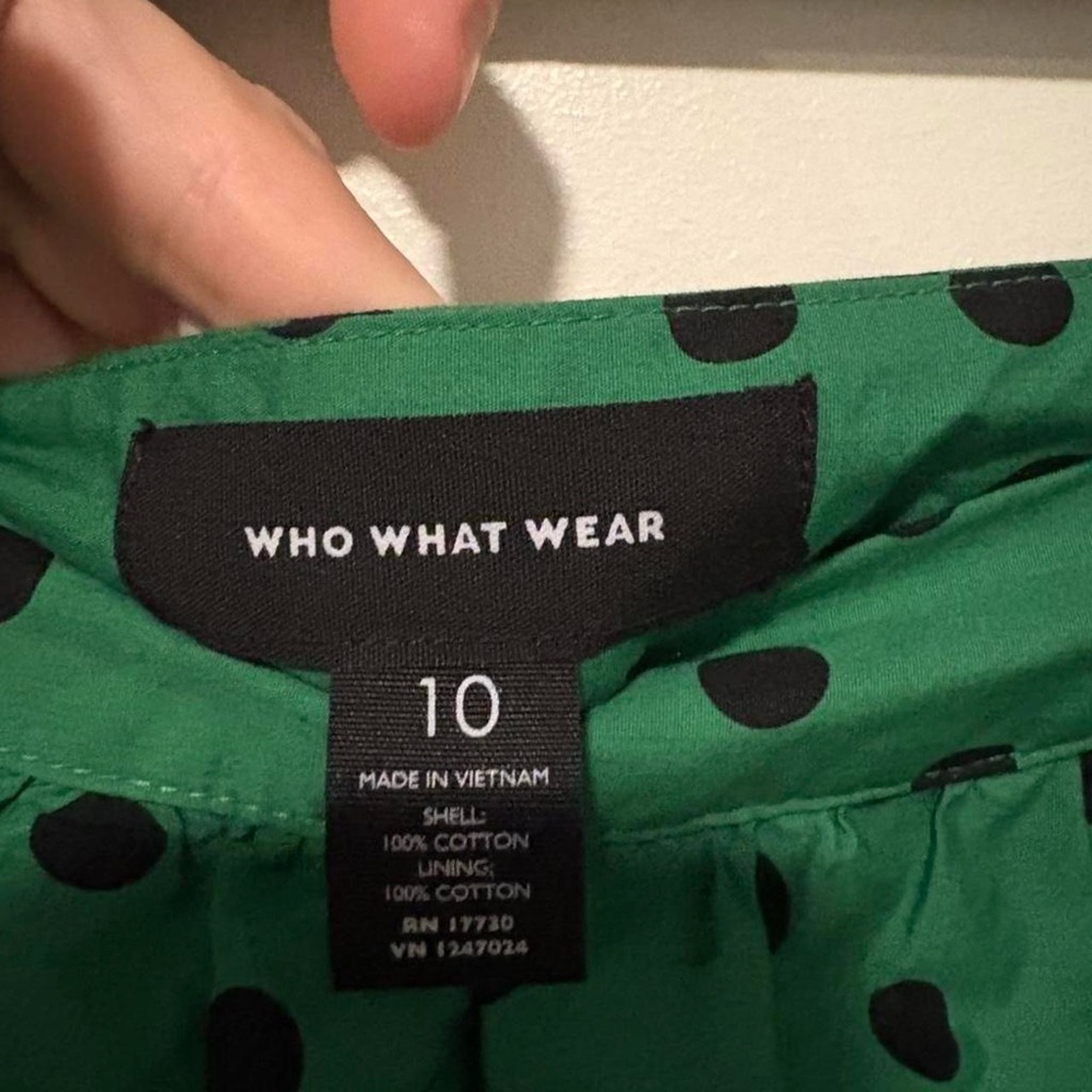 green polka dot tiered midi skirt cottagecore - Picture 4 of 5